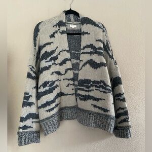 Anthropologie Pilcro Wool Animal-Print Cardigan taupe gray zebra Sz XL Sweater
